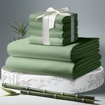 DECOLURE 100% Organic Viscose Derived from Bamboo Sheets Full Size 6pcs - Ultra Soft & Luxuriously Cooling, 17" Deep Pocket, Double Stitching, Perfect for Hot Sleepers - Full Bed Sheets (Sage Green)