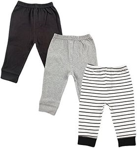 Luvable Friends Baby Boys' Cotton Pants, Black Stripe 3-Pack, 3 Years