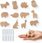 Youuys Wooden Animal Cabinet Knobs Decorative Wood Dresser Knobs Natural Wild Animal Drawer Pulls with Screws Jungle Sea Zoo Animals Drawer Knobs Kids Suitable for Cabinets Furniture （12 Sets）