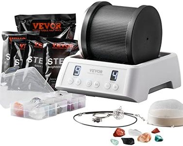 VEVOR Direct Drive Rock Tumbler Kit, 4-Speed/9-Day Timer, Professional Rock Polisher with Rough Gemstones/Grits/Jewelry Fastenings, Stone Polishing Kit for Family Fun Time, STEM Adults Kids