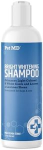 Pet MD Bright Whitening Shampoo for Dogs & Cats - Tearless Protein Enriched Shampoo w/Oatmeal for Brightening White & Light Colored Coats - Cleans, Adds Luster, & Controls Matting & Tangling - 12 oz