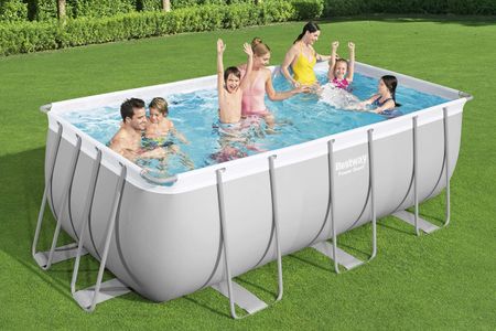Bestway Power Steel Above Ground Pool, 13.6 Ft – Pump & Ladder, Grey