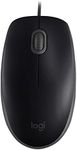 Logitech B110 Wired USB Mouse, Silent Buttons, Comfortable Full-Size Use Design, Ambidextrous PC / Mac / Laptop - Grey