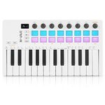 M-WAVE - 25-key USB MIDI keyboard controller with 16 backlit pads, professional semi-weighted Bluetooth dynamic keyboard, 8 knobs and music production, software