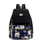 YANAIER Fashion Backpack For Women Ladies Water Repellent Nylon School Shoulder Purse Casual Daypack Rucksack Blue rose