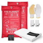 Fire Blanket, 47 x 47inch Emergency Fire Retardant Blankets, Survival Safety Covers, Emergency Fire Retardant Blankets for House, Fireproof Blanket Welding Blanket for Kitchen,Fireplace, Grill, BBQ