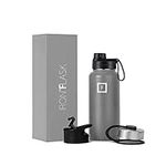 IRON °FLASK Sports Water Bottle - 32 Oz, 3 Lids (Spout Lid), Vacuum Insulated Stainless Steel, Modern Double Walled, Simple Thermo Mug, Hydro Metal Canteen