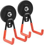 Strong Magnetic Hooks Heavy Duty, 2.59" Garage Magnet Hooks with Anti-Slip Coating for Hanging, Industrial Strength Utility Magnets Hooks, for Metal Cabinets, Cordless Drills, Cruise Cabin, Pack of 2