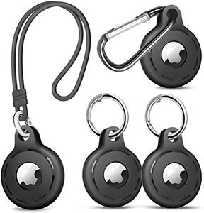 4 Fundas de Silicona para Llavero AirTag con Agujeros de Sonido y Llavero, Correa de Gancho Suave AirTags Funda Buscador de Llaves, fácil fijación a Las Llaves, protección Fuerte y Completa