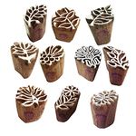 Royal Kraft Fabric Wooden Stamps Crafty Small Leaf Design Printing Blocks -Set of 10