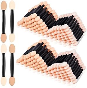 MORGLES 150Pcs Sponge Eyeshadow Applicators, Double Sided Eyeshadow Brush with Box, Black Makeup Applicators