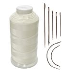 Haobase Bonded Nylon Sewing Thread 1500 Yard Size #69 T70 Color White for Outdoor Leather Bag Shoes Canvas Upholstery with Sewing Needles Kit