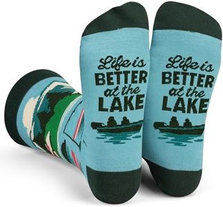 Lavley Life is Better at the Lake Socks - Fun Gift Socks for Lake Lovers, Unisex One Size, Cozy Novelty Socks for Men and Women, Birthday Gift, Party or Everyday Wear, Stocking Stuffer