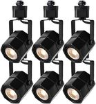 EAGLOD 10W LED Track Lighting Heads Compatible with Single Circuit H Type Track Light Rail Dimmable Ceiling Spotlight for Accent Task Wall Art Lighting 24° (3000K Warm White 6 Pack) (Black 8W)