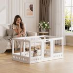 Clear-air Dog Playpen, Expandable Acrylic Dog Playpen for Small Dogs, Transparent Clear Dog Play Pen Indoors Puppy Enclosure, 30", 10 Panels, White