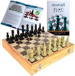 StonKraft Chess Board with Wooden Base but with Stone Inlaid & Stone Piece Game Set (Size 10" X 10")