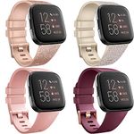 [4 Pack] Straps compatible with Fitbit Versa 2, Fitbit Versa, Versa Lite/SE, Classic Silicone Adjustable Replacement Accessories for Women/Men, Small/Large (Assorted Glistening/Wine Red/Pink, Large)