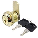 HSeaMall Security Mailbox Lock Stainless Steel Cabinet Drawer Cupboard Cam Lock with Alike Keys (16mm Gold)