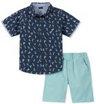 Nautica Baby Boys' 2 Pieces Shirt Shorts Set, Navy Print, 6-9 Months