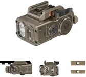 RovyVon GL5 Pro QD 4-in-1 Rail-Mounted Flashlight, 400 Lumens Flood White Light, Green Beam, IR Illuminator and IR Beam, Included 1913/GL Adapter/Replaceable Battery(7075 Desert Tan)