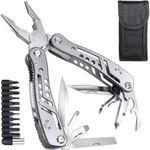 Zaptec 24 in 1 Multi Function Plier Tool Stainless Steel Body Includes Carrying Pouch, 11 Screwdriver Bits with Holder, Wire Cutter, Bottle/Can Opener, Cutter Suitable for DIY, Camping & Trekking