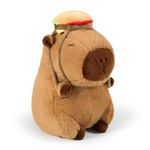 Ditucu Cute Capybara Plush with Hamburger Backpack Capibara Stuffed Animals Toys Plushies Hugging Gifts for Kids Brown 13 inch