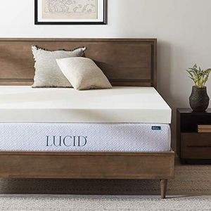 LUCID 4 Inch Memory Foam Mattress Topper 3-Year Warranty-Queen