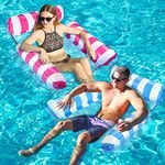 Alintor 2 Pack Inflatable Pool Floats, Pool Inflatables for Adults, 4 IN 1 Swimming Pool Floats Hammock, Pool Toys Water Hammock for Armchair Mattresses Seat Floating Mattress