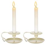 Nuptio Retro Iron Chamberstick Candlestick Holders Set of 2, Taper Candle Holder for Tables, Vintage Candlelight Stand for Valentine Christmas Halloween Wedding Party Dinning Housewarming Gift