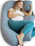 Pharmedoc Pregnancy Pillows, U-Shape Full Body Pillow – Cooling Cover Grey – Pregnancy Pillows for Sleeping – Body Pillows for Adults, Maternity Pillow and Pregnancy Must Haves