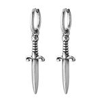 HZMAN Medieval Sword Dangle Drop Earrings for Men Women Stainless Steel Hip Hop Gothic Retro Dagger Hoop Earrings Jewelry Gift