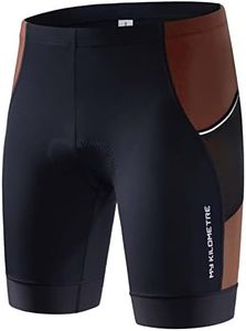 MY KILOMETRE Mens Triathlon Shorts with Adjustable Drawstring Easy Reach Leg Pockets Chamois for Long-Distance Tri Race (Wine Red Large)
