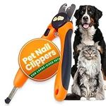 GoPets Pet Nail Clipper - Precision Cut Care for Large Dogs and Cats, with Nail File and Quick Sensor Safety Guard for Accurate Trim, Non-Slip Handles, Durable Stainless Steel, Orange/Black