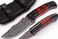 Grace Knives Handmade Damascus Steel Knife Fixed Blade Hunting Knife 8.5 Inches with Leather Sheath G 09 L