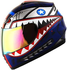 WOW Motorcycle Full Face Helmet Street Bike BMX MX Youth Kids Shark Blue