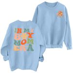 EGELEXY Mama Sweatshirt Women Boy Mom Shirts Boy Mama Pullover Top Casual Mothers Day Long Sleeve Blouse Tees, Light Blue-new, X-Large