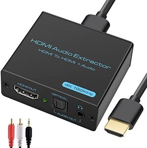 VEDINDUST HDMI Audio Extractor 4K HDMI Audio Splitter a HDMI Óptical SPDIF Toslink Salida de 3.5mm Audio Adaptador Soporte Do-lby DTS PCM para PS4 PS5 Xbox BLU-Ray Projectores Monitor
