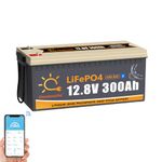 12V 300Ah LiFePO4 Lithium Battery with 200A BMS, Supports Bluetooth connection, 6000+ Deep Cycles, 3840Wh Energy,for RV, Off-Grid, Home Backup, UPS, Marine,Solar Power System