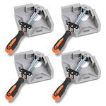 Corner Clamp 4pcs 90 Degree Right Angle Clamp with Adjustable Aluminum Alloy Swing Jaw, Single Handle Clamps for Woodworking, Photo Framing, Gifts for Men Dad - Silver Gray