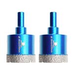 Dry Diamond Core Drill Bit Set,BRSCHNITT 2pcs/pack 1 1/2 Inch (38mm) Diamond Hole Saw Core Drill Bit with Triangle Shank for Porcelain Tile Ceramic Stone Granite Marble