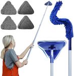 Wall Cleaner Mop with Fan Duster, BAFEZOZE Baseboard Cleaner Tool with Long Handle 82", Floor Cleaner for Mopping Long Dusters for Cleaning, 1 Ceiling Fan Cleaner Duster 4 Replacement Pads