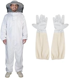 XGGYA Round Veil Beekeeping Suit with Glove&Ventilated Hood,Ventilated Bee Suits for Men Women Sting Proof,Full Beekeeping Costume used for Beginner Beekeepers(M)