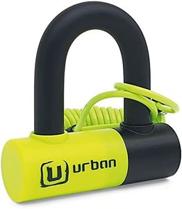 URBAN UR59 Antivol Mini U Moto, Double Verrouillage et Double Fonction pour Antivol Disque ou Chaine, Fourche ø14mm en Acier Trempé, Câble de Rappel, Cadenas Bloc Bloque Roue pour Moto Scooter Velo