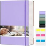 EMSHOI Bible Journal Lined Notebook, 400 Pages B5 College Ruled Notebook with Sticky Notes, 100gsm Thick Paper, Softcover Leather Journal for Women Men Work Writing, 7.48" x 10.15", Light Purple