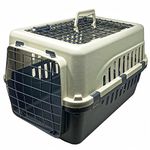 Smart Pups Double Door Dog Plastic Flight Crate Iata Approved Pet Carrier, Traveler (20 INCH) (Black & Gray)