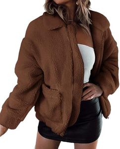 PRETTYGARDEN Women's Fashion Winter Coat Sherpa Fleece Faux Fur Shearling Oversized Trendy Jackets Warm Outerwear (Brown,3X-Large)