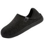 LongBay Men's Wool-Like Felt Slippers Convertible House Shoes with Removable Insole Non-Slip Indoor Outdoor Black, 10/UK
