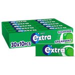 Wrigley's Extra Sugarfree Chewing Gum, Refreshing Spearmint Flavour, Freshens Breath, With Xylitol, Helps with Oral Hygiene for Healthy Teeth and Gums 30 x 10 Packs