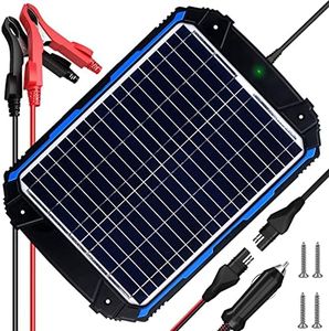 SUNER POWER Upgraded 12V Waterproof Solar Battery Charger & Maintainer Pro - Built-in Intelligent MPPT Charge Controller - 18W Solar Panel Trickle Charging Kit for Car, Marine, Motorcycle, RV, etc