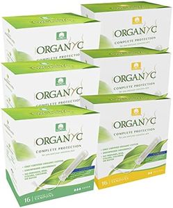Organyc 100% Certified Organic Cotton Tampons, Plant-Based Eco-Applicator, Regular Flow+Super Flow Bundle, 16 Count (Pack of 6 Mixed)